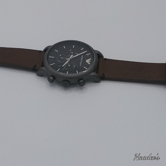 Emporio Armani Men Chronograph Brown Leather watch - Picture 3 of 3